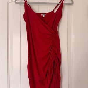 Garage Vibrant Red Ruched Mini Dress